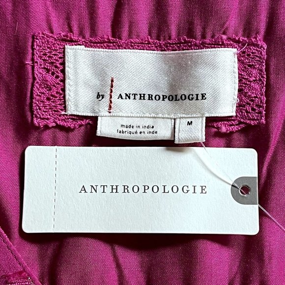 Anthropologie Fuchsia Gold Thread Button Front Long Sleeve Maxi Dress Size M NWT - Picture 5 of 8